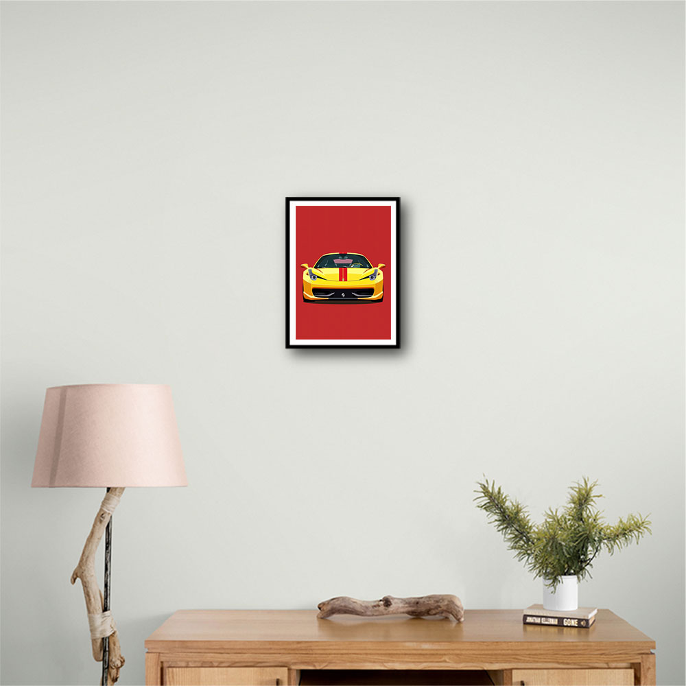 額縁 Displate YellowFerrari Limited Poster Yellow Ferrari' Poster, picture, metal print, paint by Lee